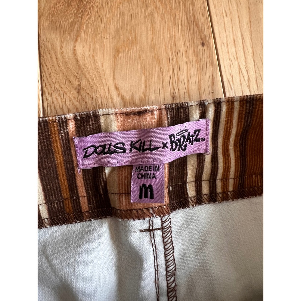 Dolls Kill x Bratz Striped Brown Corduroy Bootcut Pants High Rise Womens Size M - Picture 2 of 12